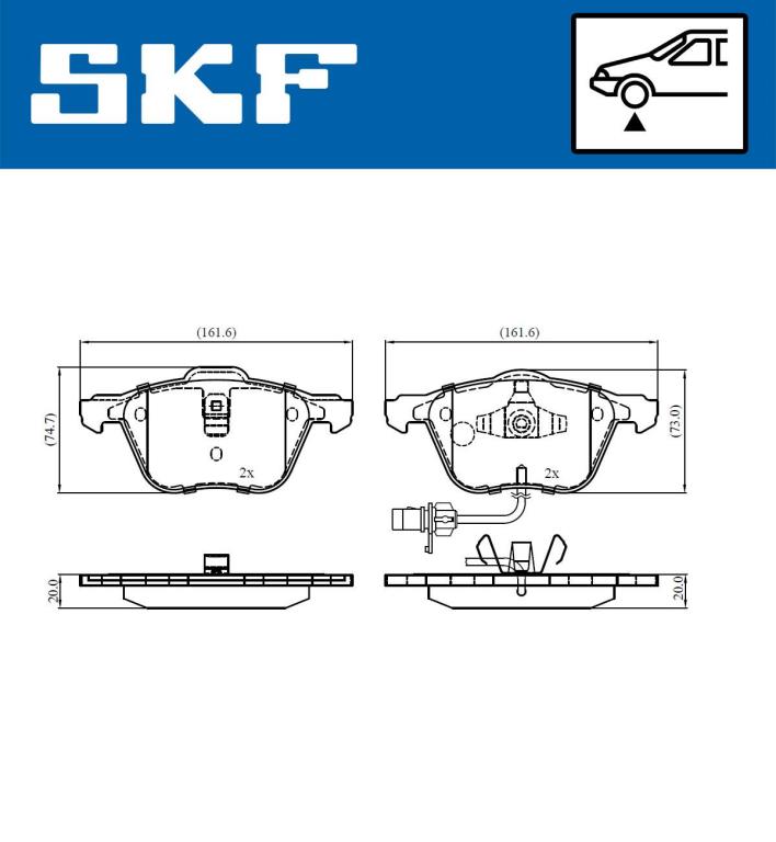 Jeu de 4 plaquettes de frein SKF ref. VKBP 81035 E